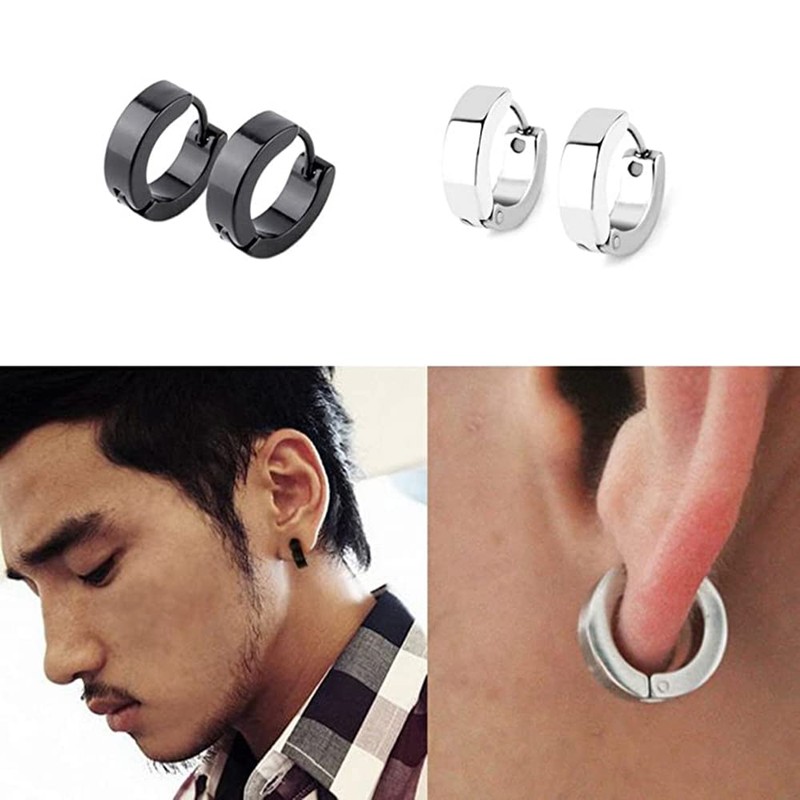 Yesallwas Earrings for Men Women,Stainless Steel Round Hoop Dot Earrings