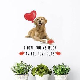 Love Mails Valentine's Day Dog Vinyl Wall Decal Sticker I Love You As Much As You Love Dog Stickers Decal for Wall Dalmatian Home Art Decor Vinyl Sticker for Bedroom Living Room Office