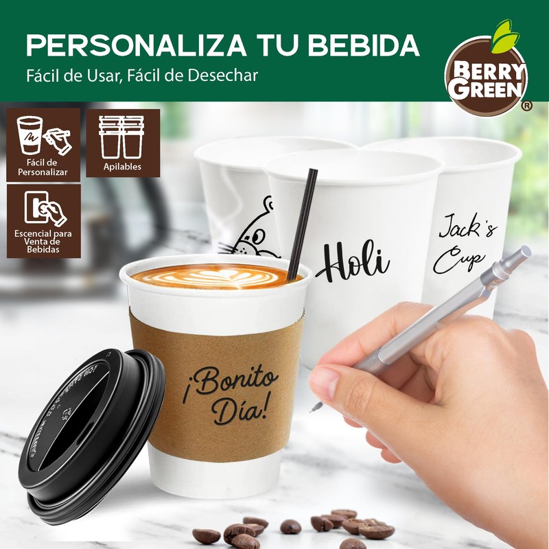Berry Green 50 Vasos para Cafe de 8 oz (237