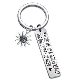 RSZOTW Mom Dad Christmas Keychain From Son Parent Gifts For Father Keychain Mothers Day Jewelry For Mom Appreciation Gifts For Mommy Jewelry Dad Key Chain For Hubby Daddy