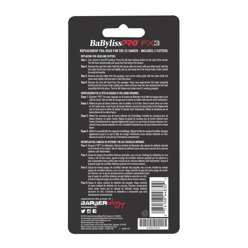 BaBylissPRO Barberology Professional FXX3RFB FX3 Red Replacement Double Foil Shaver