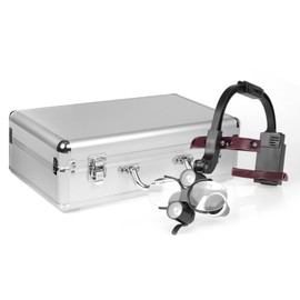 3.5X Magnification Binocular Loupes 5W LED Head Lamp Double Light Magnifying Glasses Aluminum Case (Black)