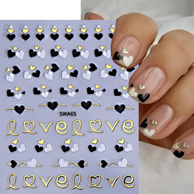 JMEOWIO Nagelsticker Valentinstag 10 Blatt Nail Art Sticker Selbstklebend Nagelaufkleber