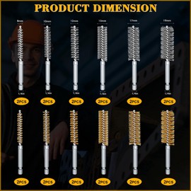 Bore Brush Bronze Bore Brush Bore Cleaning Brush Set Wire Bore Brush Set Stainless Steel Cleaning Brush for Power Drill Impact Driver (Stainless Steel, Brass, 24 Pieces)