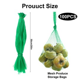 100Pcs Produce Mesh Bags,20 Inch Seafood Boil Bags Packing Supplies Net,Reusable Mesh Nylon Netting Bulk Storage Bags for vegetables Storage Fruits Seafood and Other Agricultural Products(Green)