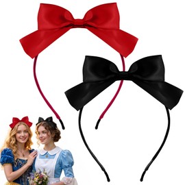 Diadema de lazo negro y rojo para mujer, diademas de Halloween con bowhnots negros y rojos para disfraz de cosplay, fiesta de cumpleaños, accesorios para el cabello