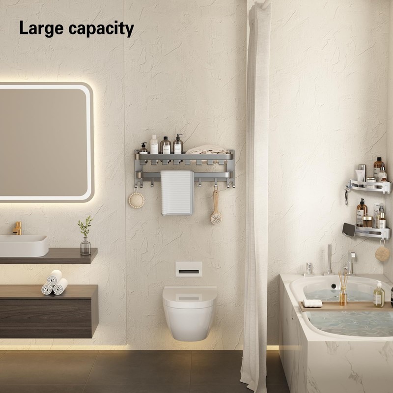 VOLPONE Bathroom Towel Rack with Double Towel Bar Foldable Towel