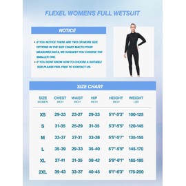 FLEXEL One Piece Full Body Wetsuit for Women Men 3mm 3/2mm 5/4mm Neoprene Thermal Swimsuits in Cold Water for Diving Surfing Swimming Snorkeling