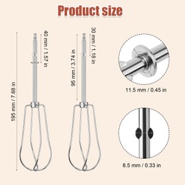 2pcs Hand Mixer Beaters Attachments Compatible with Cuisinart, Stainless Steel Hand Mixer Replacement Whisk Attachment Mixer Parts for Cuisinart CHM Series Hand Blender CHM-BTR