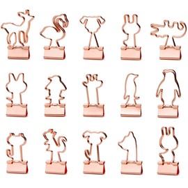 XIANFQNKJ Double Clip Cute Clip Animal Design File Organizer Office Supplies Stationery Fashion 19mm Rose Gold 12 Styles