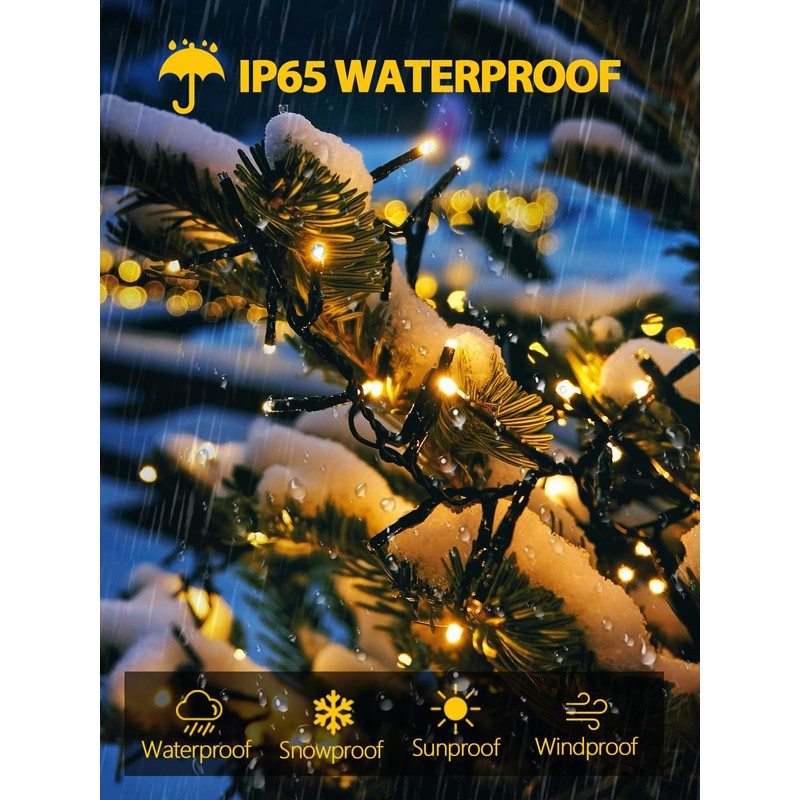 4 Pack Total 800 LED Solar Christmas Lights Outdoor, Solar