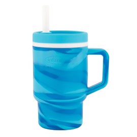 Infantino My 1st Tumbler, taza de silicona para beber con pajita y asa, taza de bebé resistente a derrames para llevar o botella de transición sin BPA