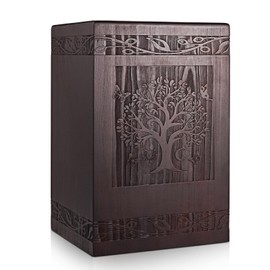 Abooxiu Cremation Urns for Human Ashes Adult Male Female, Wooden Tree of Life Medium Keepsake Urns for Ashes, Burial Funeral Memorial Decorative Urns for Men Women Pets Dog Urn- Up to 200 lbs