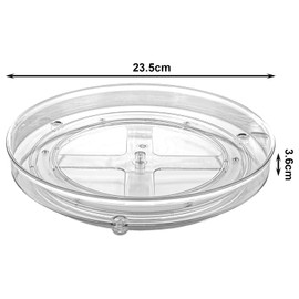 ASelected Turntable Fridge Turntable Organiser Fridge Organiser Lazy Susan 23.5 CM 360° Fridge Turntable Spice Holder Turntable Transparent for oil salt spice bottles