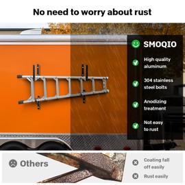 SMOQIO Ladder Rack for Trailer, 2 Racks Enclosed Trailer Ladder Rack Side Mount 200lb Load Black Aluminum, Cargo Trailers Ladder Rack Utility for Exterior or Interior Side Wall