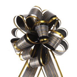 sourcing map 5pcs 6 Inch Large Pull Bow Gift Wrapping Bows Ribbon Organza Bows Black for Wedding Baskets Presents Christmas Party