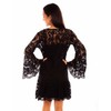 Scully Women's Lace Crochet Long Bell Sleeve Mini Dress Black
