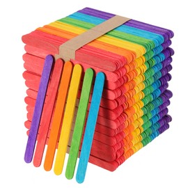 HEIHAK 1200 PCS 4.5 Inch Colored Popsicle Stick, 6 Colors Rainbow Wood Craft Sticks Bulk, Colorful Lollipop Sticks, Ice Cream Popsicle Sticks for Craft Waxing Supplies, 4.5 x 0.4 x 0.08 Inch