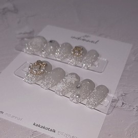 Winter Glow Handmade Nail Tips - Coffin Midi / 윈터글로우 수제네일팁 - 코핀미디