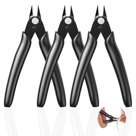 Pack of 3 4.5 Inch Black Side Cutters Small - Microprecise Electronic Wire Cutter, Durable Side Cutters for 3D Printing, Electronics, Spools, Plastic Models, Jewellery, Household - Cutting Pliers