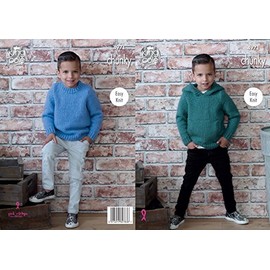 King Cole 4971 Knitting Pattern Boys Easy Knit Sweater and Hoodie in King Cole Comfort Chunky