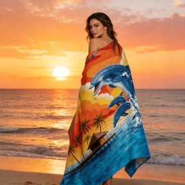 Tyrafry Microfiber Sand Free Beach Towel Soft & Absorbent, Fast Drying, Oversized Large Lightweight Towels for Travel Sports Pool Swimming Bath Camping Adults, Large 35" x 71", Orange