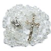 Glass Crystal CLEAR BEADS With SILVER PLATED ROSARY CROSS and