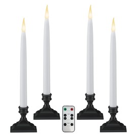 612 Vermont Battery Operated LED Window Candles with Timer, Remote Control, Warm White Flicker or Steady On, VTR1660A-4 (Pack of 4, Antique Bronze)