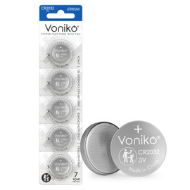 Voniko Voniko 3 Volt CR2032 Battery 5 Pack C Lithium Batteries C 2032 Button Battery Flat C 7 Years Shelf Life