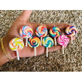 10 Pcs - Lollipop Charms Polymer Clay Charms Jewellery Making Supplies Material