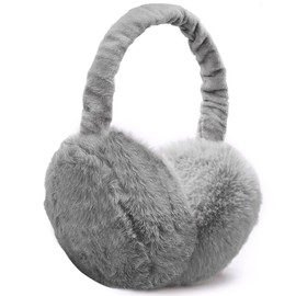 UQTUKO Ear Warmers, Foldable Winter Earmuffs, Adjustable Plush Earmuffs, Warm Cold Protection, Cold Earmuffs for Winter, Riding for Women, Men and Children, gray