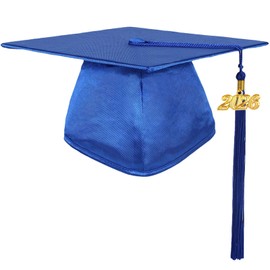 GradPlaza Shiny Preschool and Kindergarten Graduation Cap 2026 Tassel Year Charm Kids Graduation Cap Royal Blue