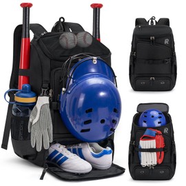RAINSMORE Baseball Bag Large Capacity Backpack for Softball, Baseball,Tball Equipment Adult & Youth Bat Bag with Shoe Compartment & Helmet Holder