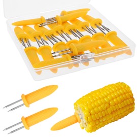 Amaxiu 20PCS Stainless Steel Corn Holders, Heat Resistant Corn Forks Corn on The Grill Cob Skewers Holders Double Fork Sweet Corn Seat Small Food Fork for Home Cooking BBQ