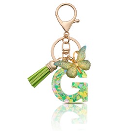 MORSUNBELA Keychain Initial G Keyring Keychains with Letters Women's Keyrings & Keychains,Green