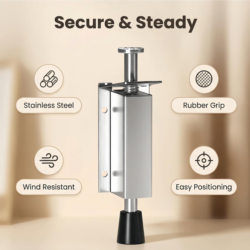 Kickdown Foot-Operated Door Stopprer, Stainless Steel