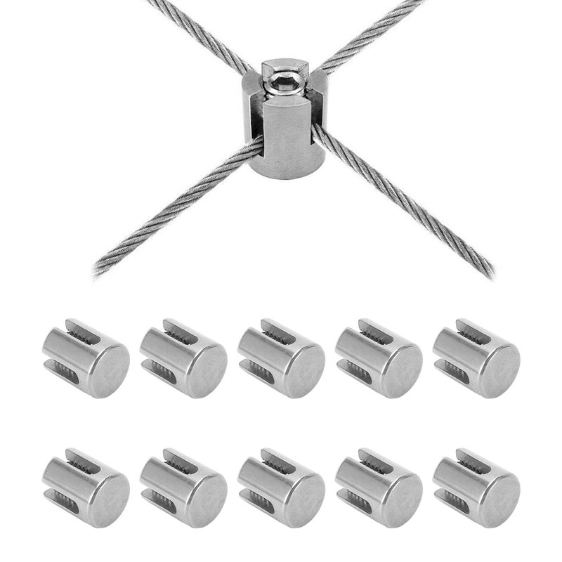 10Pcs Cross Cable Clamps 316 Stainless Steel Railing Wire Rope