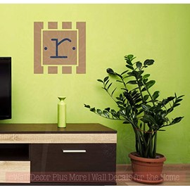 Customized Home Decor Wall Art Striped Monogram Frame Sticker Art Decals