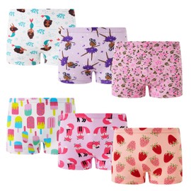 Cadidi Dinos Kids Series Toddler Soft Cotton Boyshort Panties Little Girls' Assorted Underwear (Pack of 6) Size 2T