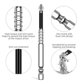 Professional Magnetic Screwdriver Drill Bit Set 6PCS - Anti-Slip Impact Resistant Bits with Storage Case (25-150mm) for Electric/Manual Tools & Universal Fit Drill Drivers (6-piece)