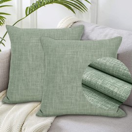 always4u Cushion Covers 18"*18" Inch for Sofa Set of 2 Home Decoration Linen-look Solid Colour Square Pillowcases Green 45x45 cm