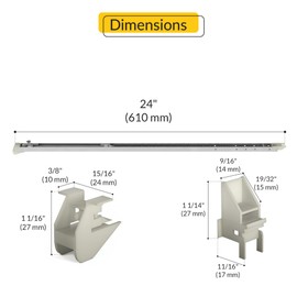 Brixwell 24" Window Channel Balance, Aluminum Material and Finish, Brackets Attached, Supports Sash Weights 15 to 18 lbs, for Vertical Sliding and Single or Double Hung Windows, Replacement Hardware