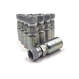 (10-Pack) FJX-04-04 | 1/4" Hose x 1/4" JIC 37° Female Hydraulic Hose End Swivel Crimp Fitting