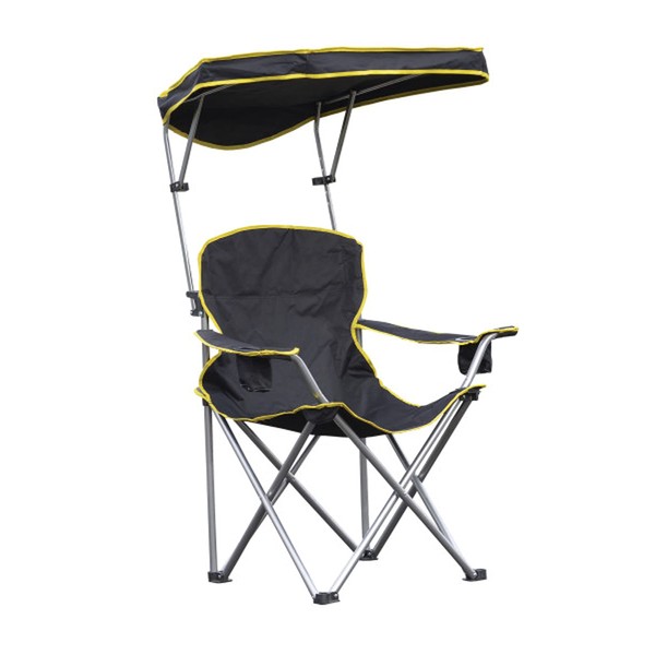 Quik Shade Extra Wide Folding Camp Chair with Tilt UV Sun Protection Canopy, Black