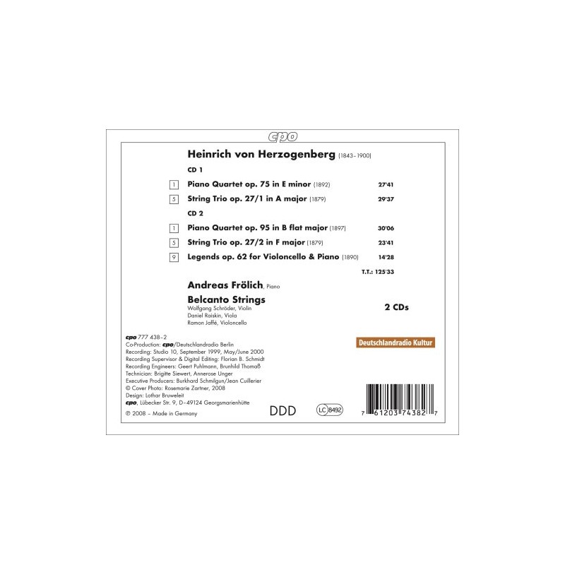 Heinrich Von Herzogenberg: Piano Quartets/String Trios/Legends