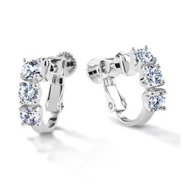 Gift from New York Women's Earrings, Platinum, K18, Pink Gold, Processed Hoop Earrings, Hypoallergenic, Brand, Gift, Cubic Zirconia, Created Diamond