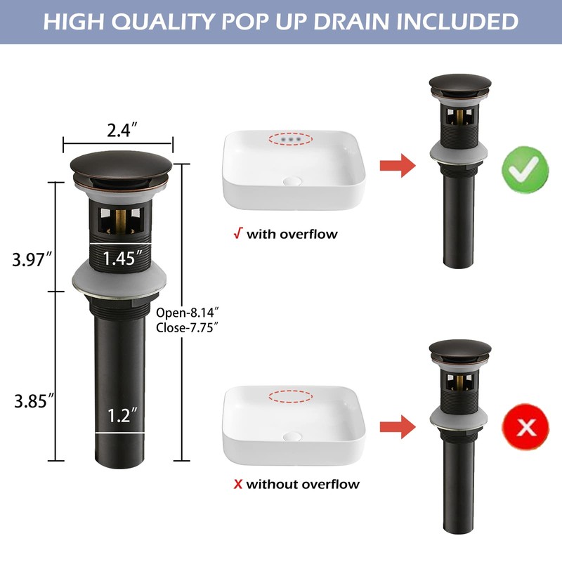 BWE Oil Rubbed Bronze Bathroom Sink Faucet with 1.2 GPM
