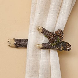 BLACK FOREST DECOR Pinecone Cluster Curtain Tiebacks - Set of 2