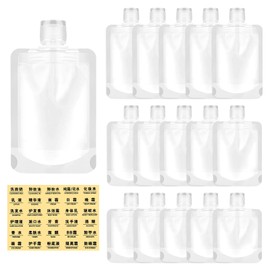 Travel Bottles Pack of 15 Refillable Empty Squeeze Bags Leak-Proof Travel Bottle Set, Travel Size Container for Filling 30/50/100 ml, Portable Travel Fluid Make-Up Packaging Bag, for Shampoo Lotion
