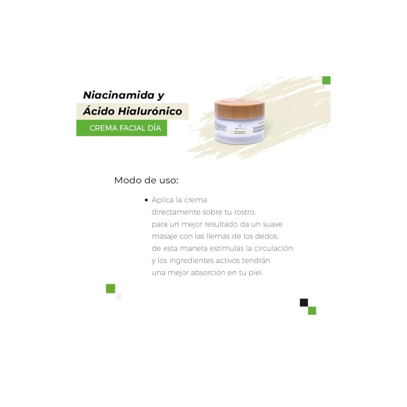 Crema Facial con Niacinamida y cido Hialurnico, SPF15, 50 g